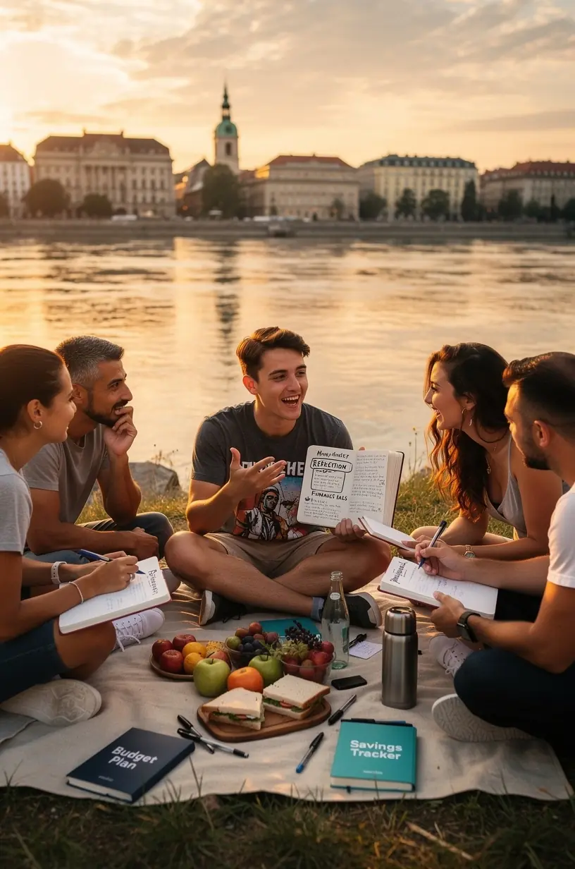 Közeli kép egy kézben tartott tollról, amely pénzügyi célokat jegyez fel egy naplóban.