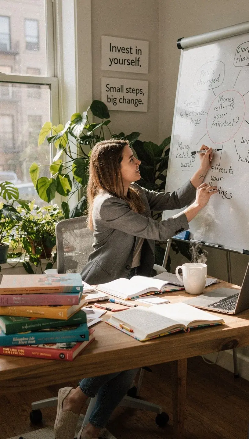 Személy, aki jegyzetel egy irányított pénzügyi naplóba otthoni környezetben.